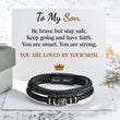 Load image into Gallery viewer, To My Son, You Are Loved Bracelet on a personalized message card
