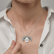 Load image into Gallery viewer, To My Daughter, You Are My Sunshine Personalized silver necklace worn by a female model

