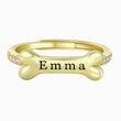Load image into Gallery viewer, Gold Personalized Dog Bone Ring on white background
