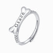 Load image into Gallery viewer, Silver Personalized Dog Bone Ring on white background
